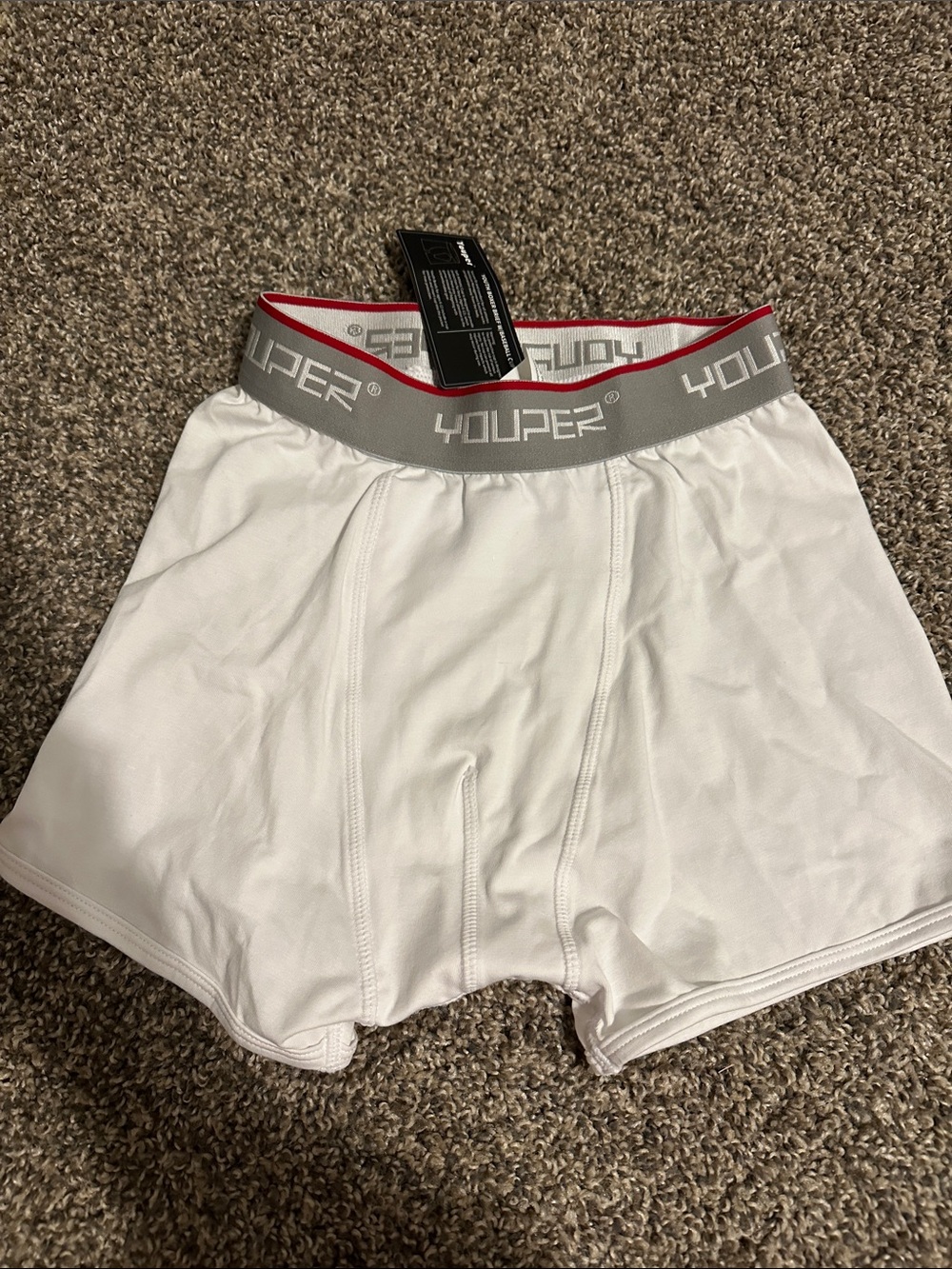 Youper White Youth Performance Boxer Briefs w/ Baseball cup